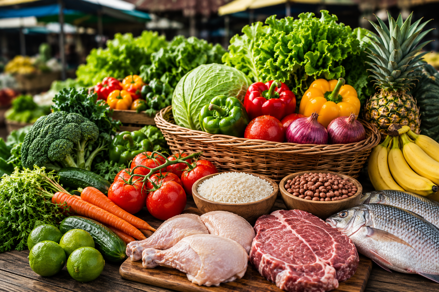 Fresh produce and groceries